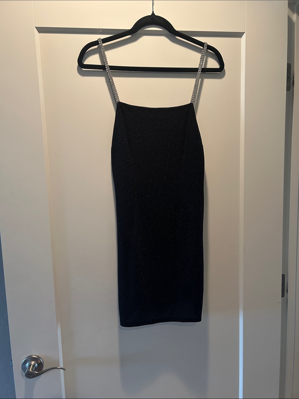 Forever 21 Black Sparkle Mini Dress with Rhinestone Straps